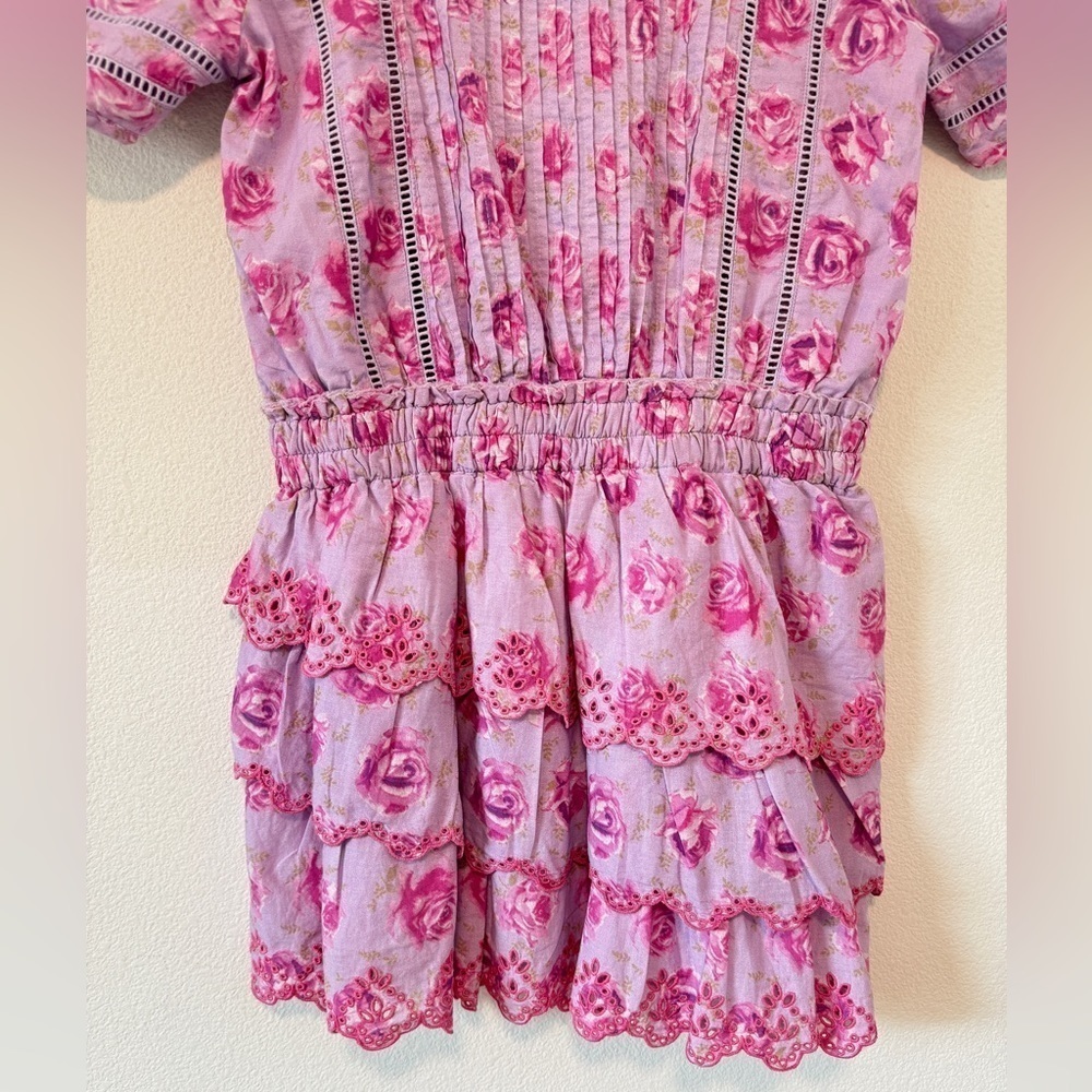 NWT LoveShackFancy Mavis Lilac Fusion Purple Rose Floral Mini Tiered Dress Small - Picture 9 of 16
